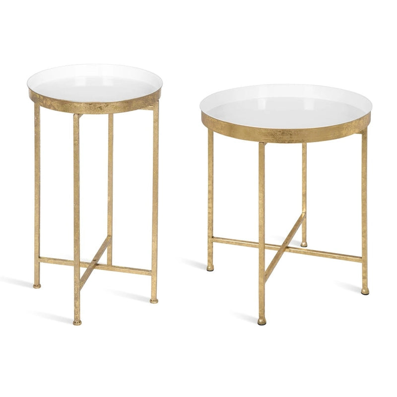Round Metal Foldable Tray Accent Table