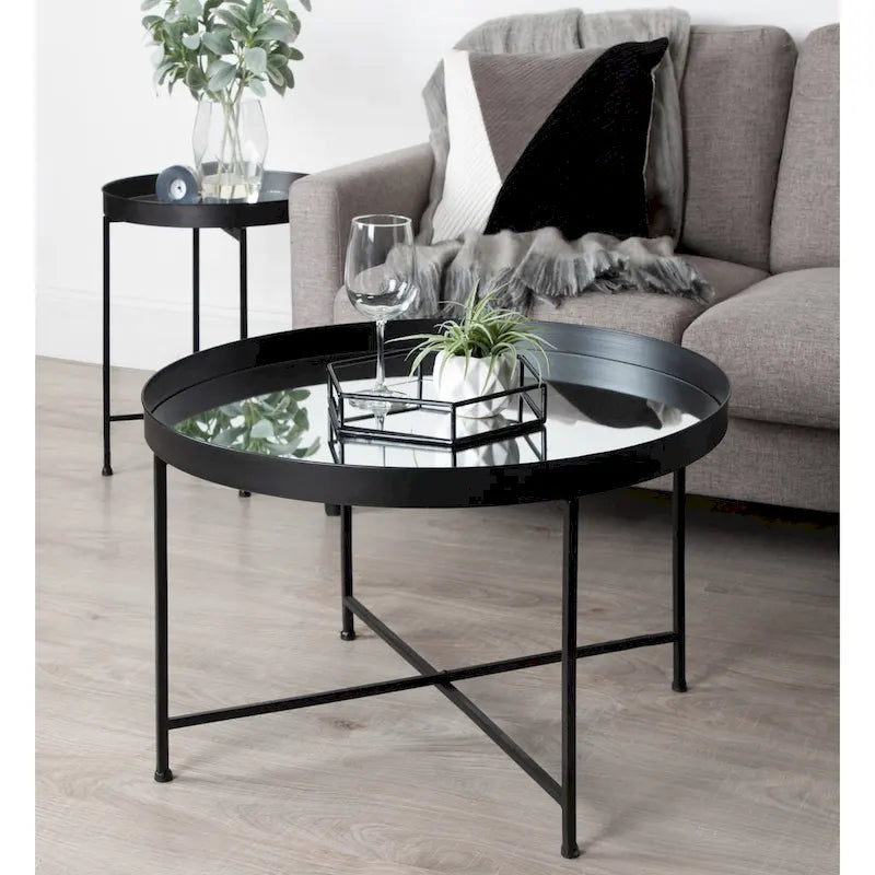 Round Metal Coffee Table - 28.25x28.25x19