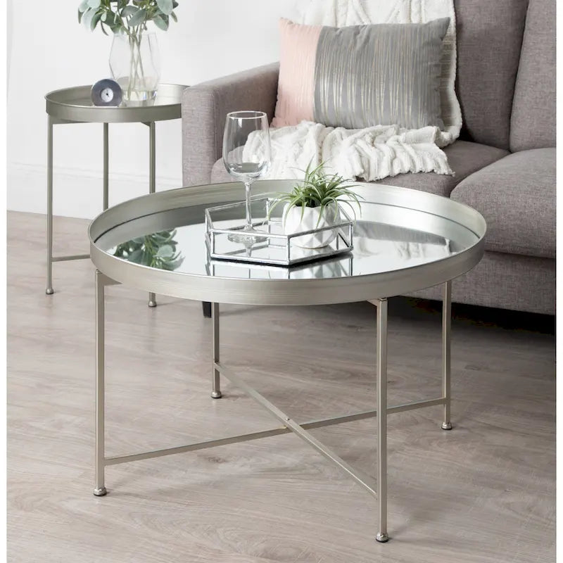 Round Metal Coffee Table - 28.25x28.25x19