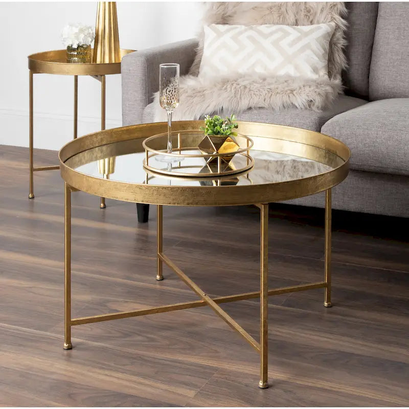 Round Metal Coffee Table - 28.25x28.25x19