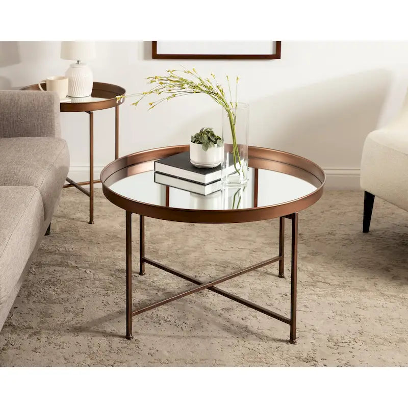Round Metal Coffee Table - 28.25x28.25x19