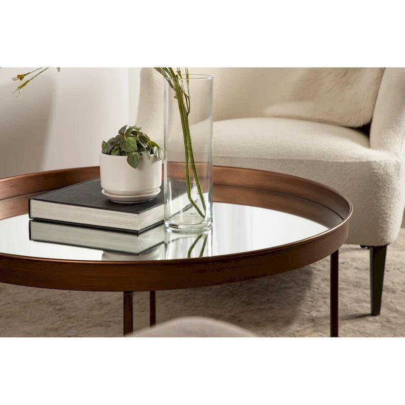 Round Metal Coffee Table - 28.25x28.25x19