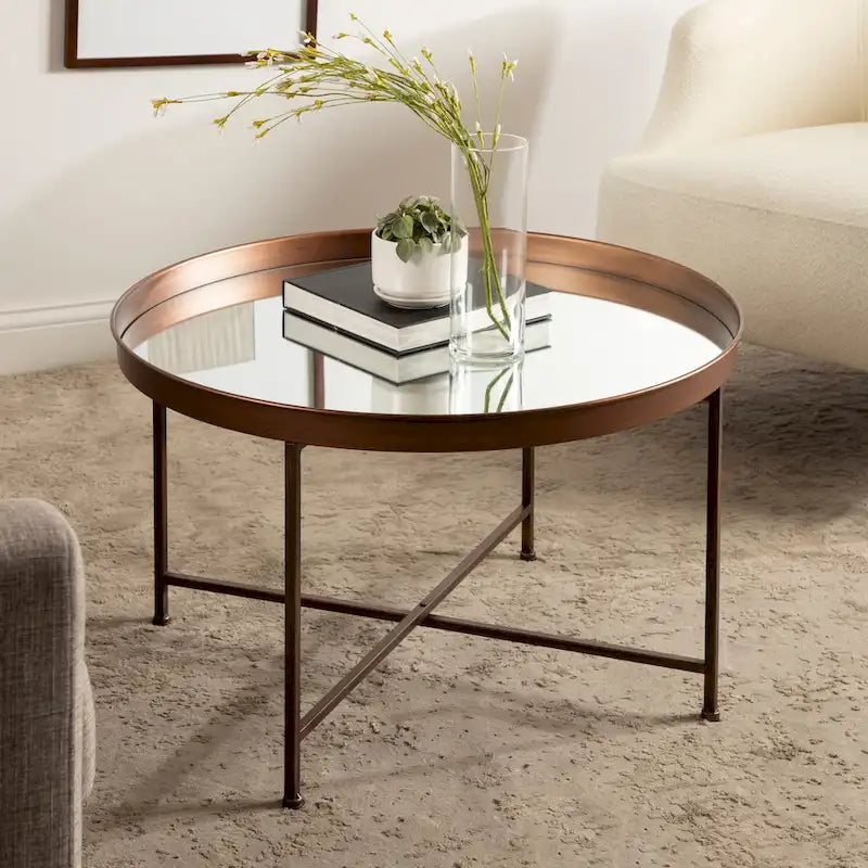 Round Metal Coffee Table - 28.25x28.25x19