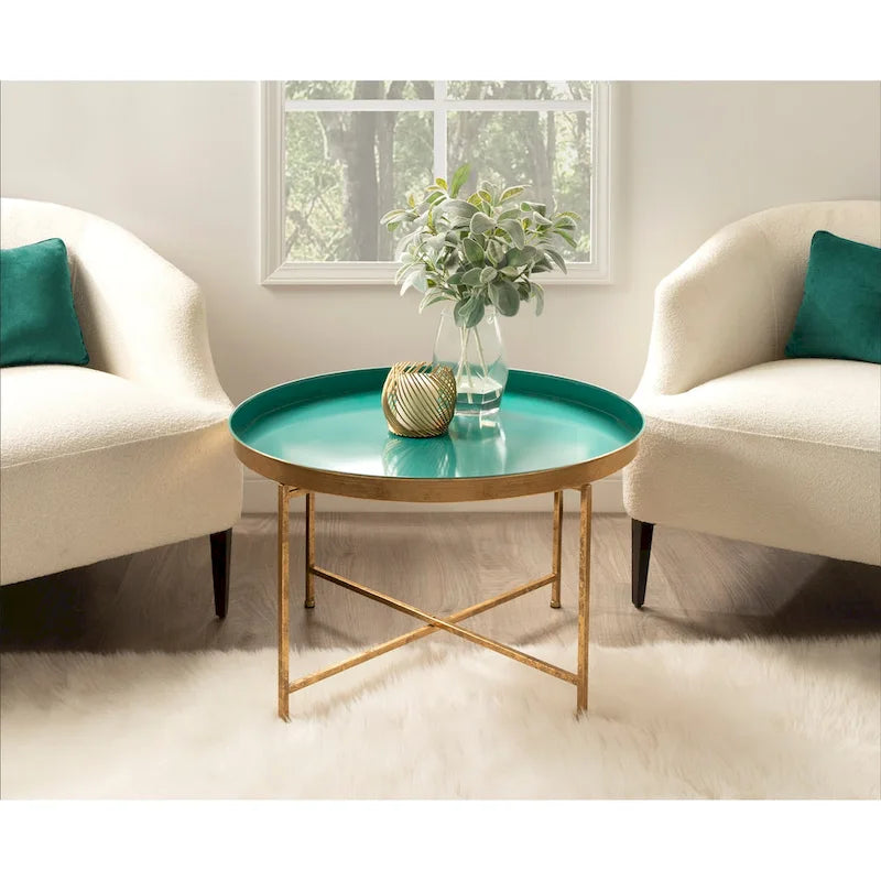Round Metal Coffee Table - 28.25x28.25x19