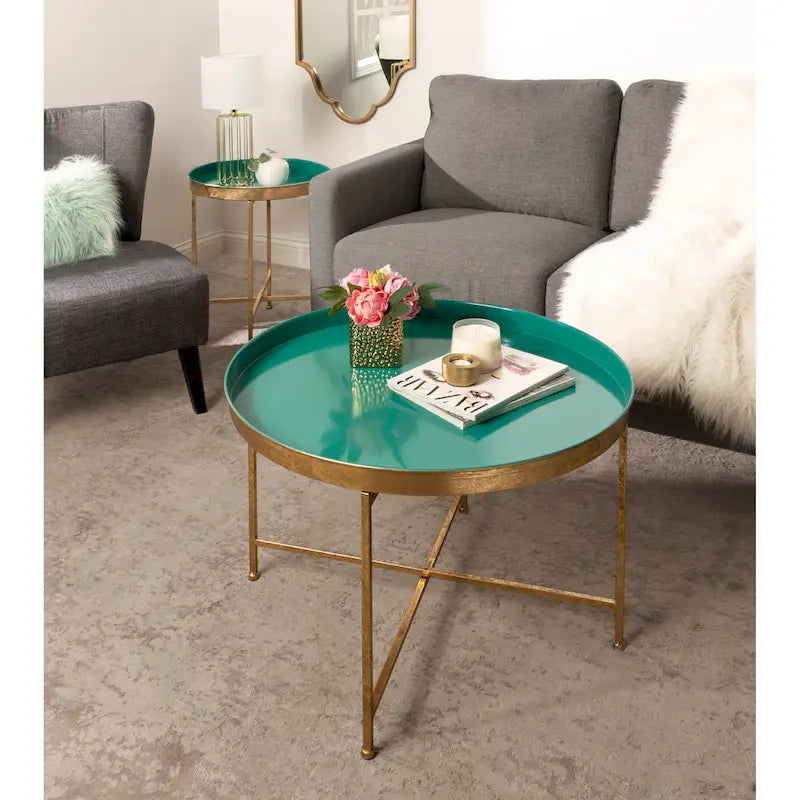 Round Metal Coffee Table - 28.25x28.25x19