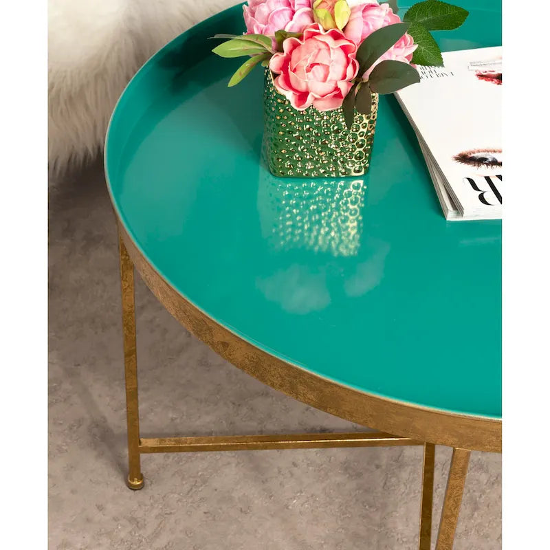 Round Metal Coffee Table - 28.25x28.25x19