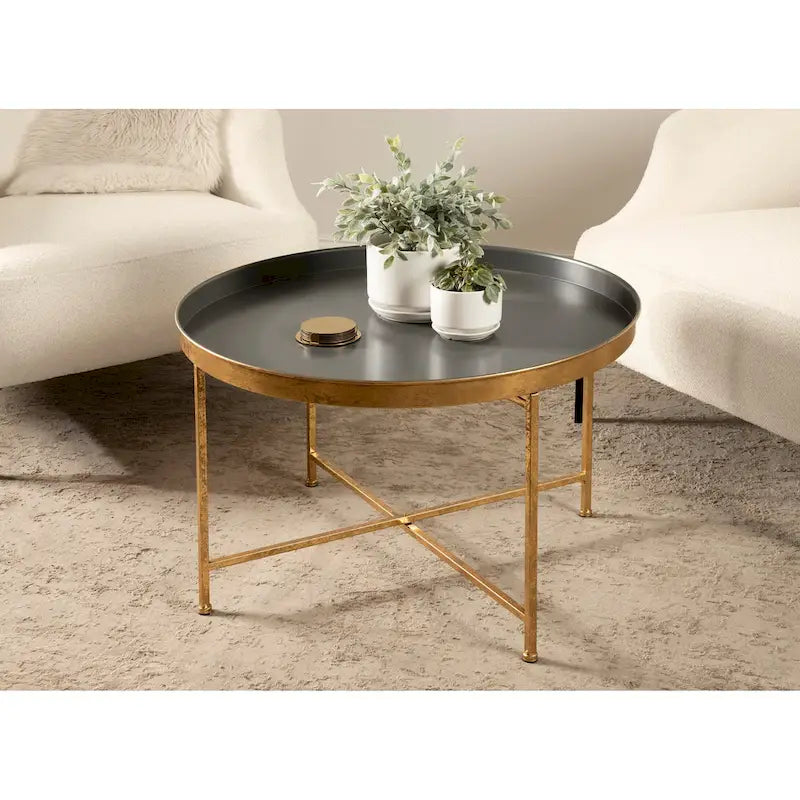 Round Metal Coffee Table - 28.25x28.25x19
