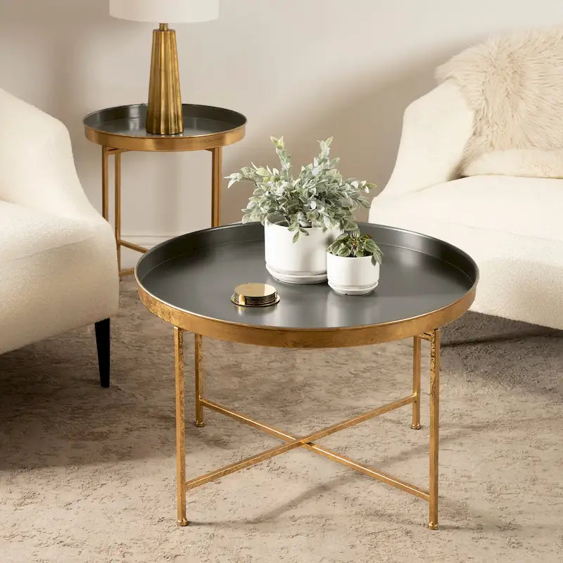 Round Metal Coffee Table - 28.25x28.25x19