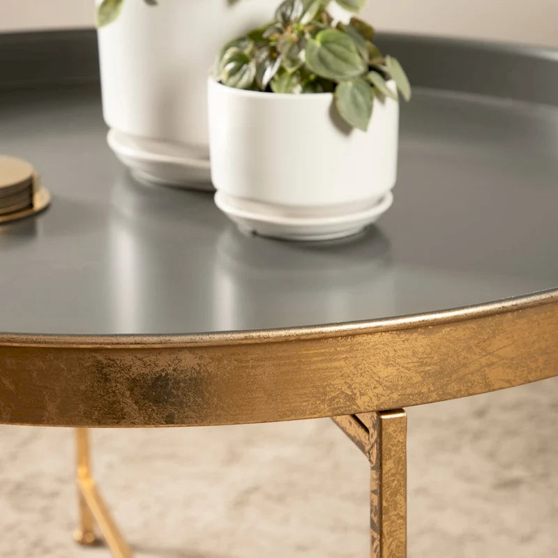 Round Metal Coffee Table - 28.25x28.25x19