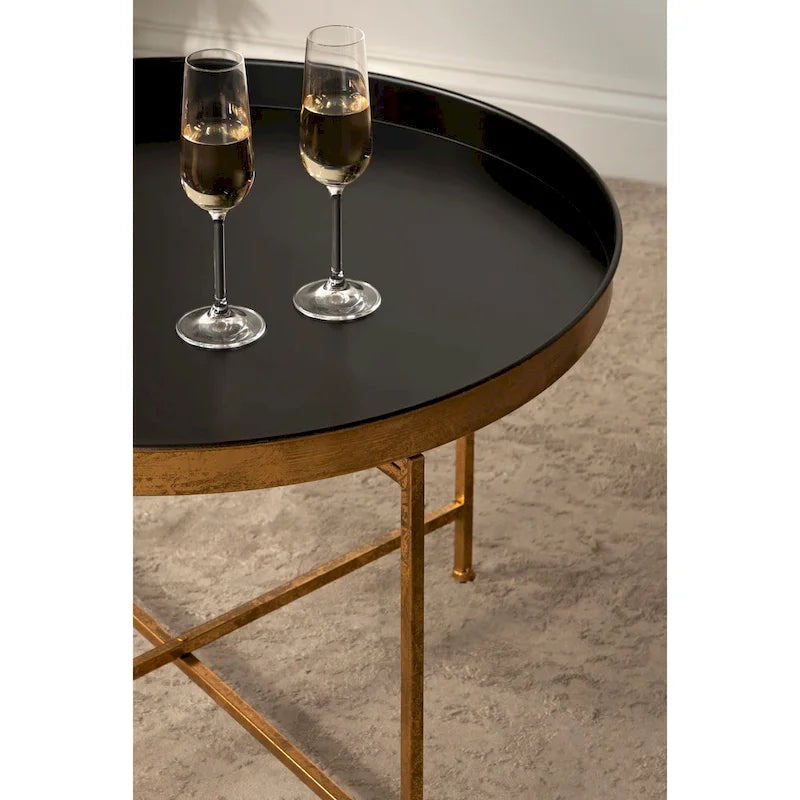 Round Metal Coffee Table - 28.25x28.25x19