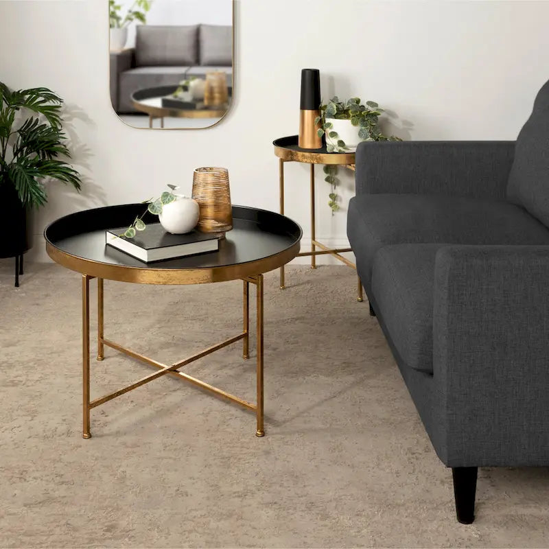 Round Metal Coffee Table - 28.25x28.25x19