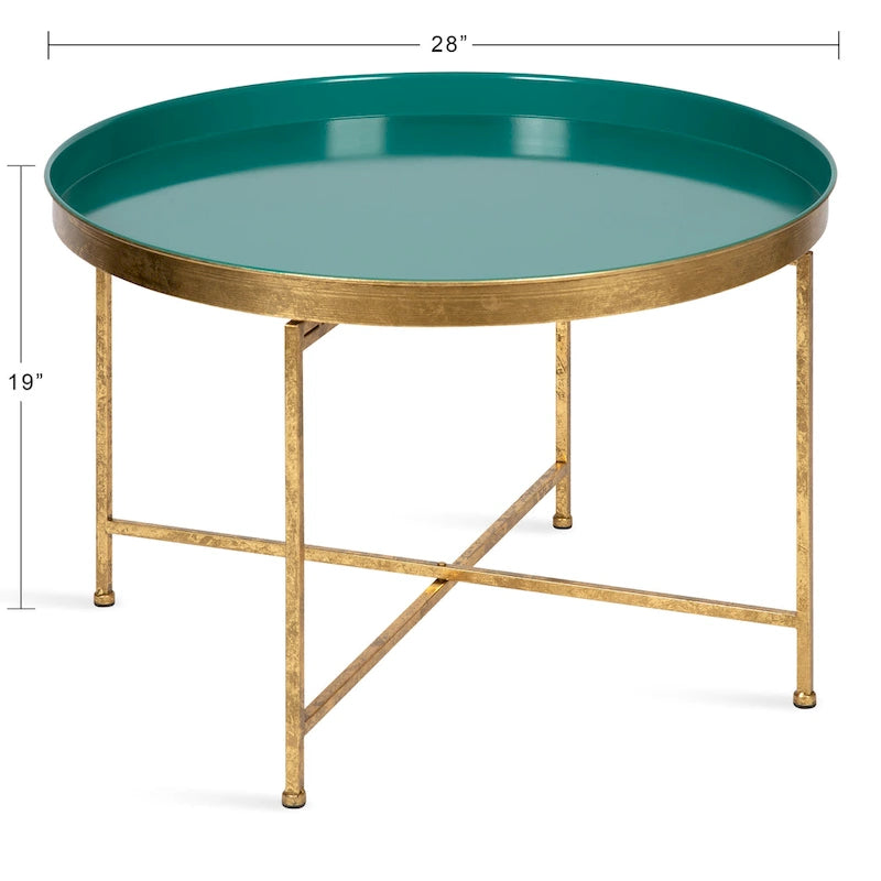 Round Metal Coffee Table - 28.25x28.25x19