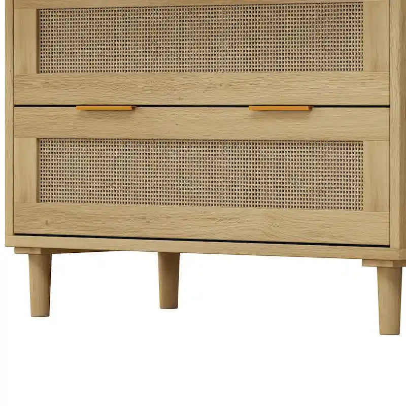 Oak 3-drawers Rattan Storage Cabinet - crafted from high-quality MDF with eco-friendly rattan drawer fronts.