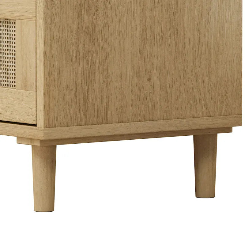 Oak 3-drawers Rattan Storage Cabinet - crafted from high-quality MDF with eco-friendly rattan drawer fronts.