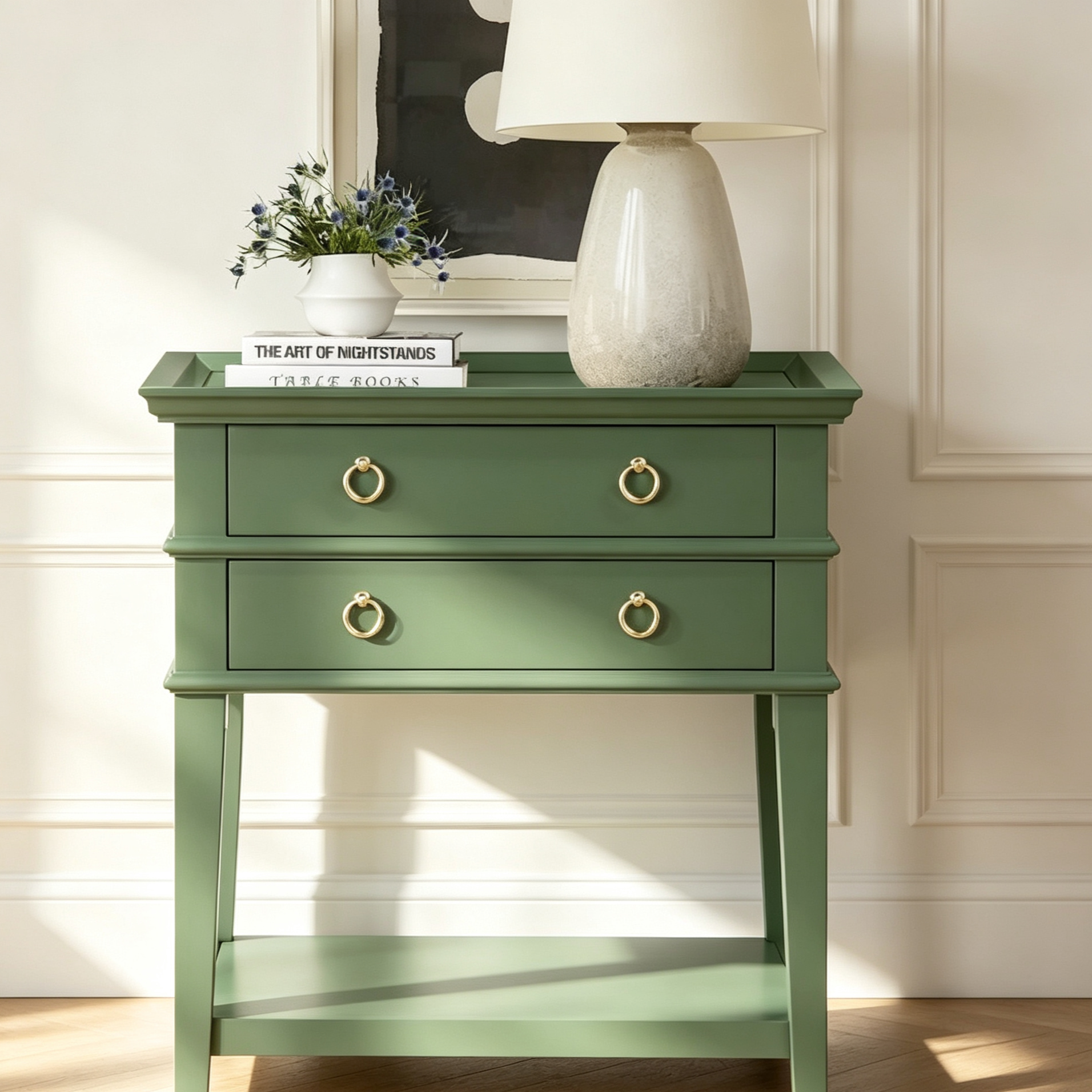 2-Drawer Tray Top Nightstand
