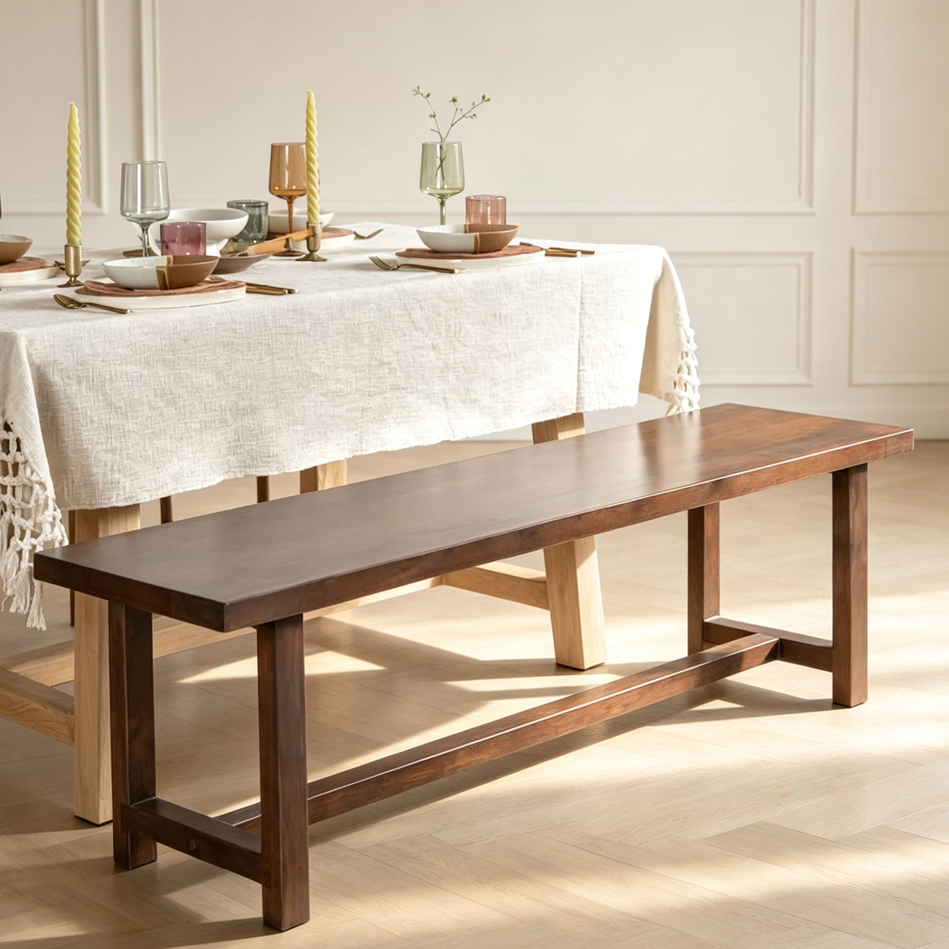 Elegant style Acacia Trestle Bench