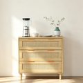 Oak 3-drawers Rattan Storage Cabinet - crafted from high-quality MDF with eco-friendly rattan drawer fronts.