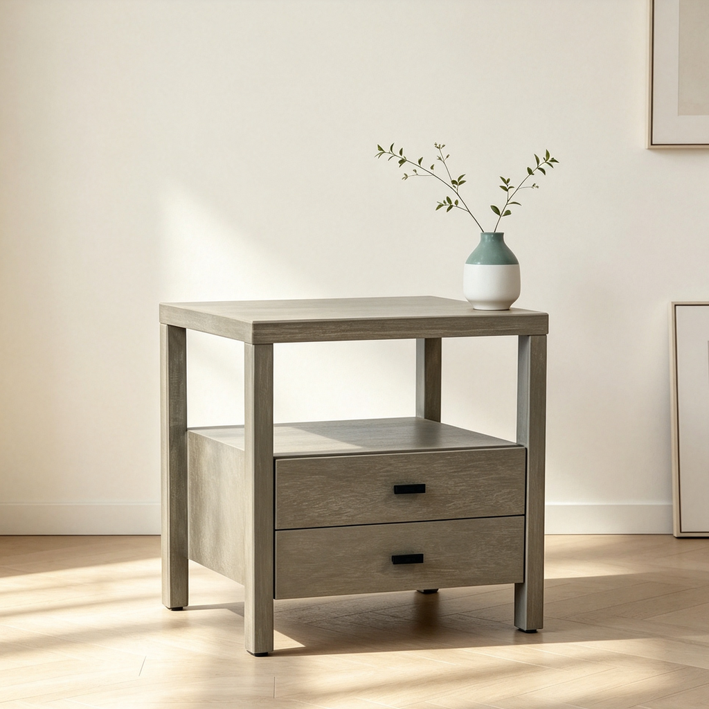 Wood Storage End Table
