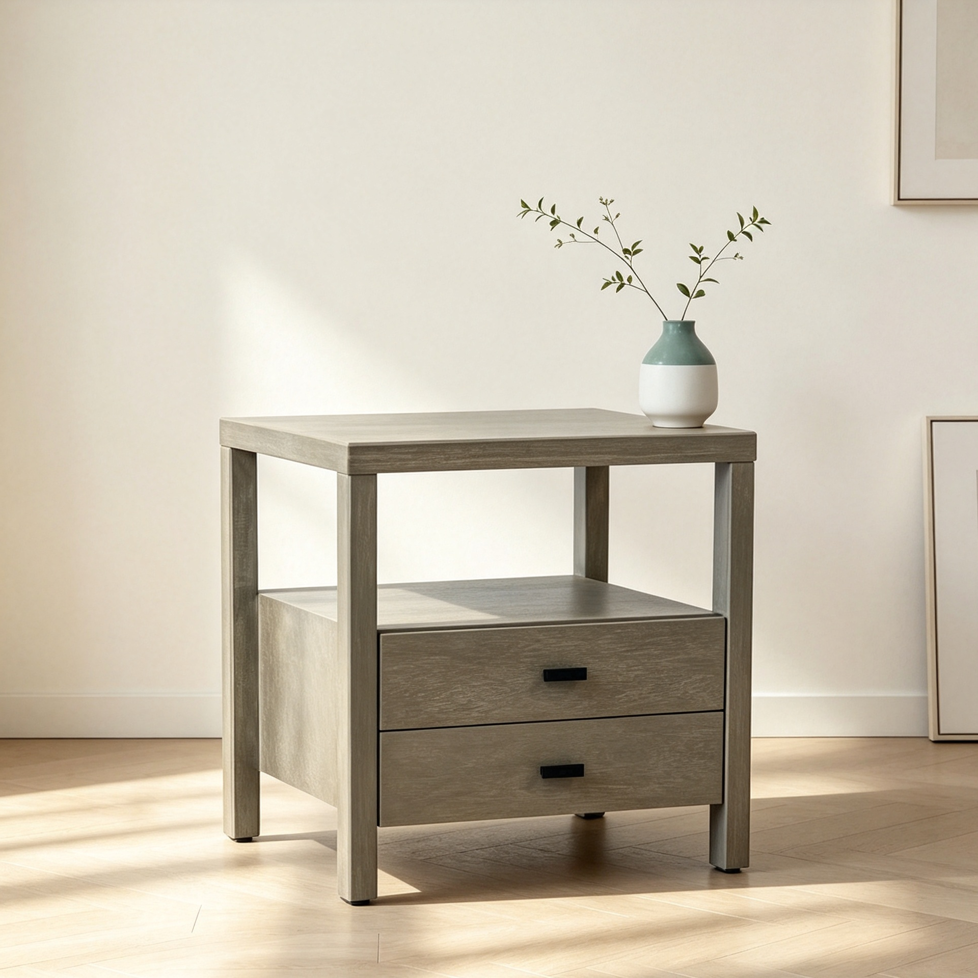 Wood Storage End Table