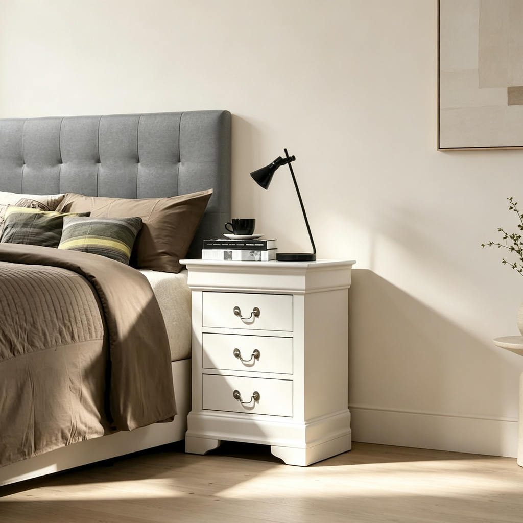 Wood 3 Drawer Nightstand